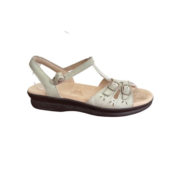 SAS Shoes - SAS Duo Quarter Strap Sandals Sage Leather Adjustable Buckles Womens Size 9